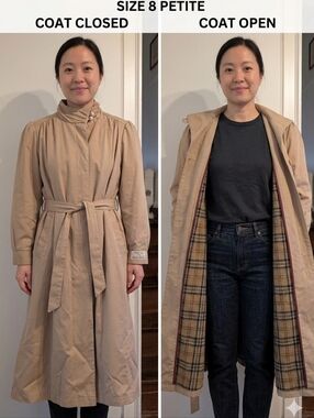 Vintage London Fog Beige Trench Coat with Tartan Lining